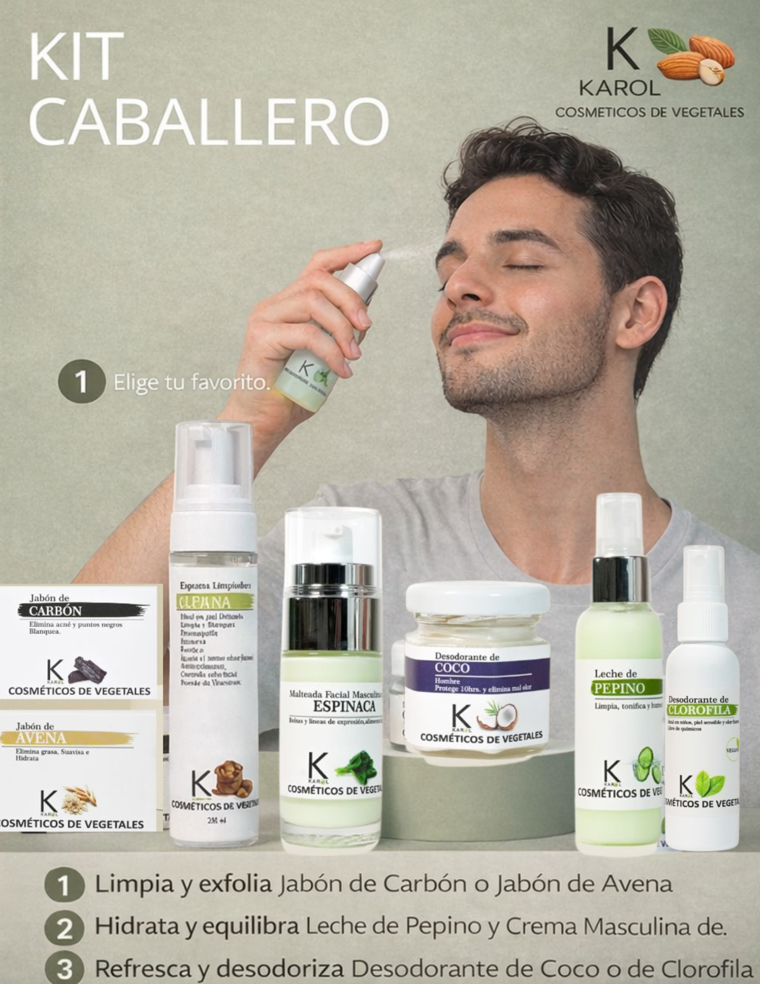 Kit caballero Jabón Carbón o Avena 